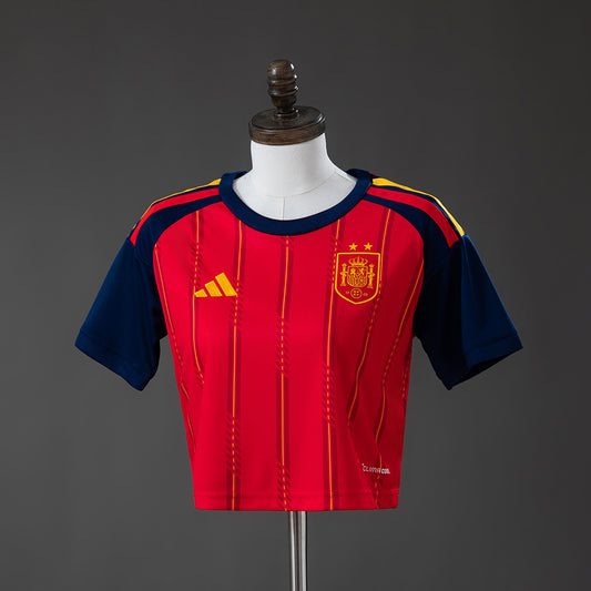 Spain 2026 Home 2 Stars Womens Crop Jersey